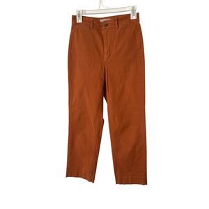 Everlane Women's size 0 Rust‎ Brown Straight Leg Cotton Pants Zipper Pockets